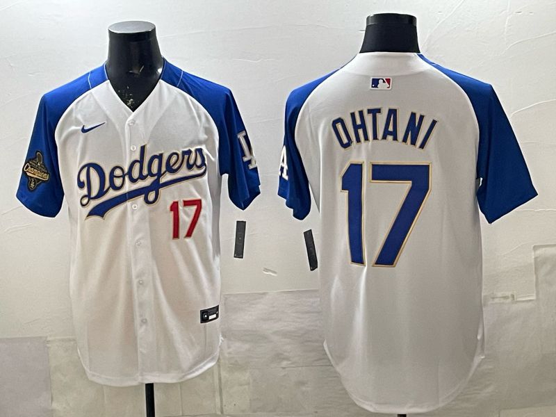Men Los Angeles Dodgers #17 Ohtani White Gold 2026 Nike Game MLB Jersey 003